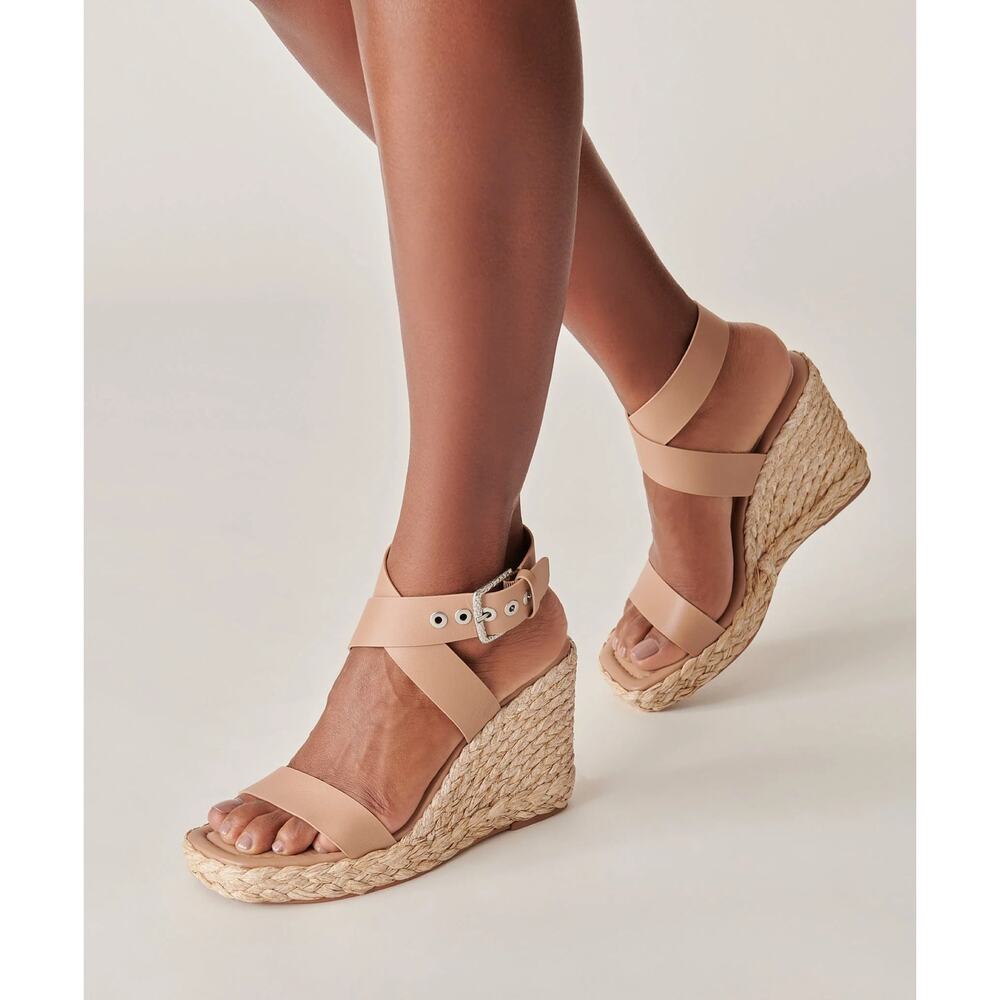 Dolce Vita Aldona Espadrille Wedge Sandals in Cafe Leather Size 11
